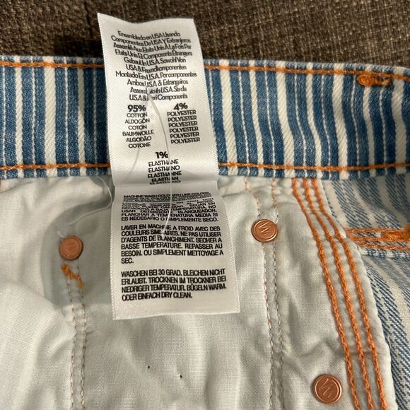 Mother Jeans The Triple Tomcat Ankle Striped Blue and White Orange Yo Glad Sz 28 - Picture 11 of 14